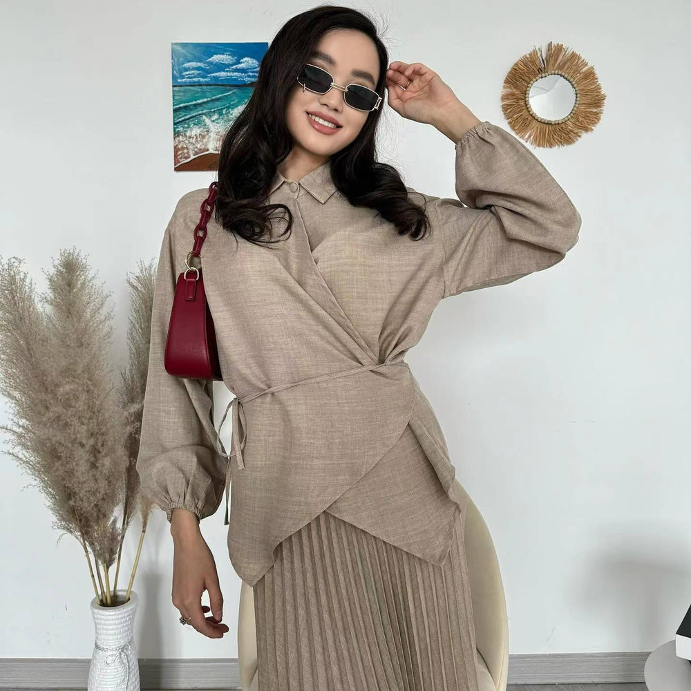 Nouvelle jupe plissée élégante pour femme musulmane avec haut noué - EX-STOCK Canada