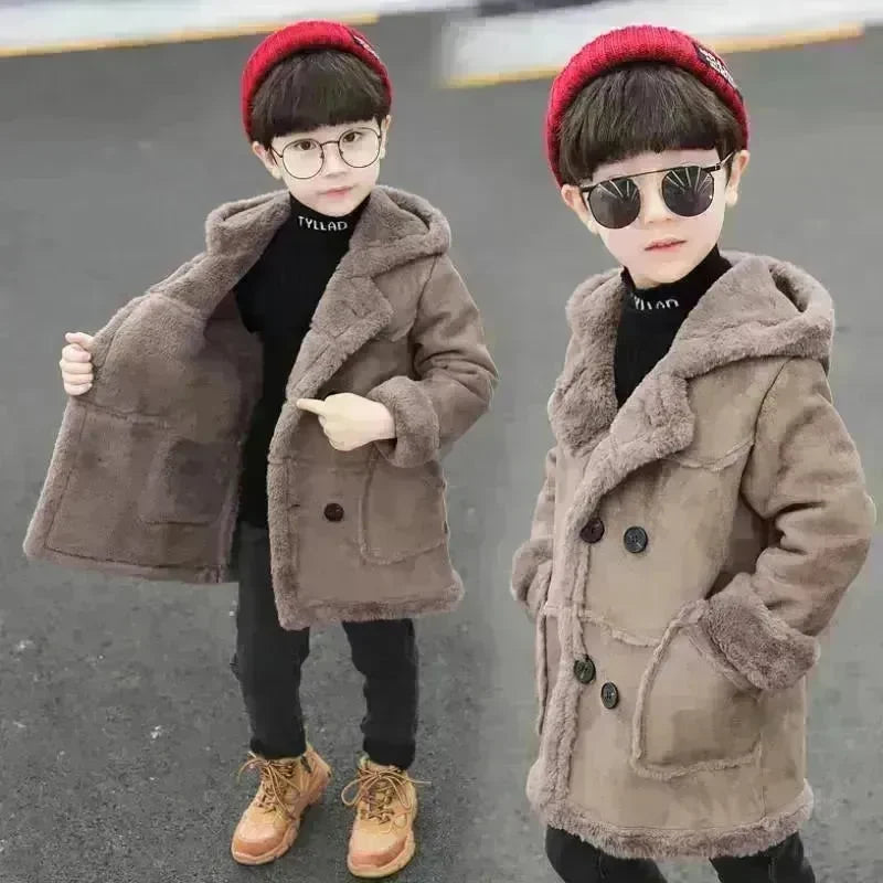 Fashion Boys' Suede Padded Trench Coat - EX-STOCK CANADA