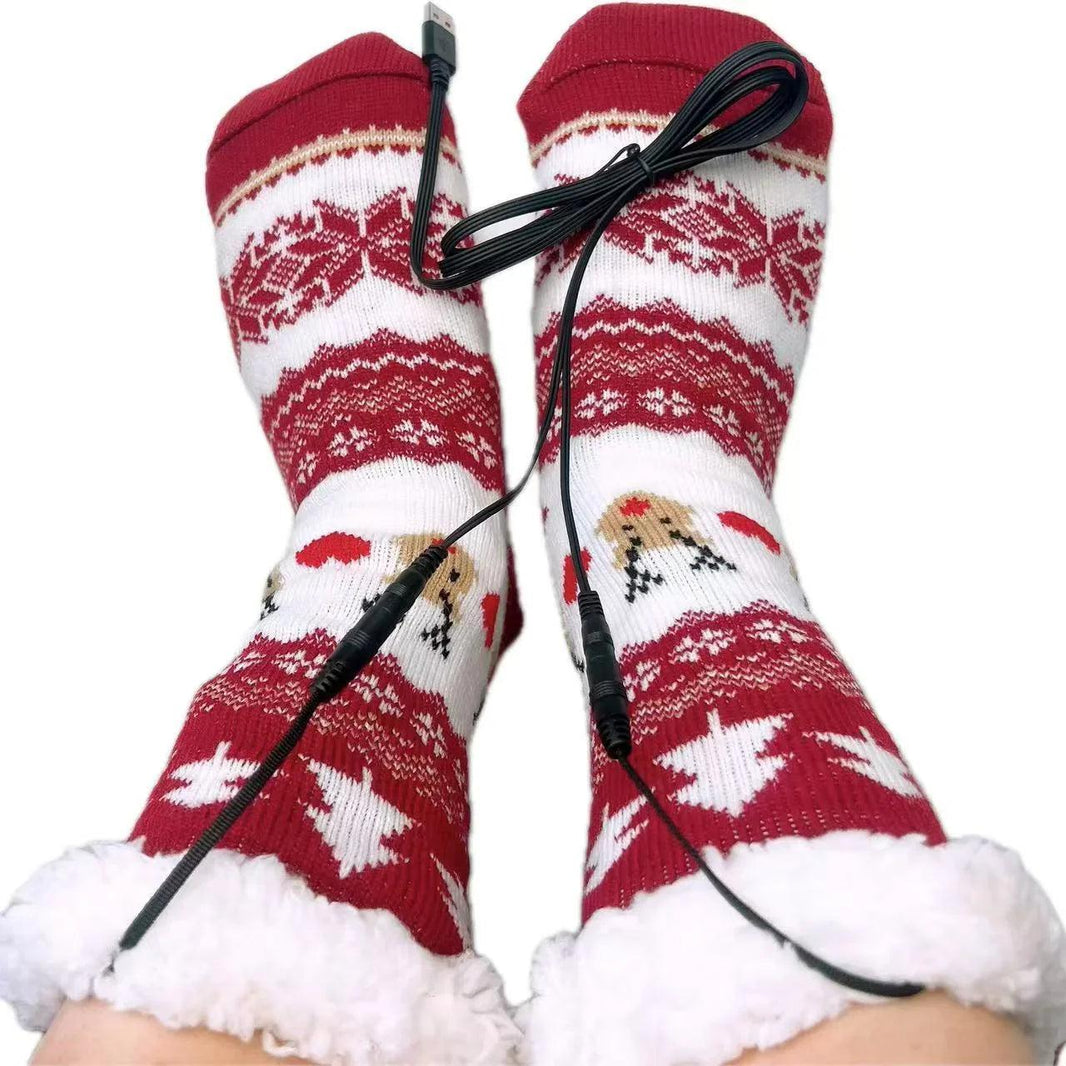 Chaussettes de chambre chauffantes épaissies à chauffage électrique USBEX-STOCK Canada