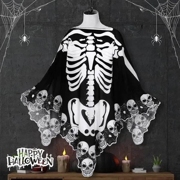 Halloween Skeleton Poncho Skull Bones Lace Skeleton Cape Shawl Halloween Costume Day Of The Dead Poncho For Halloween Horror Theme Trick Or Treat Birthday Party - EX-STOCK Canada