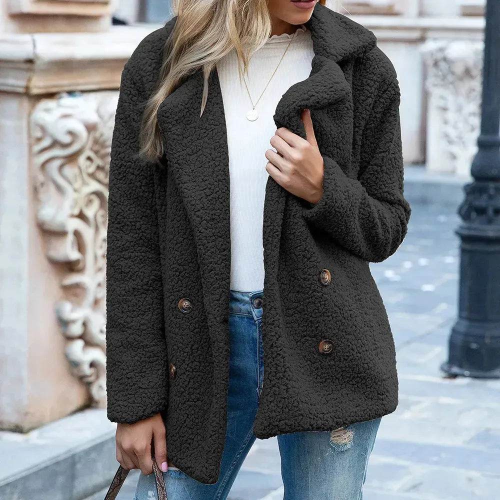 Lapel Winter Fleece Fluffy Jacket Cardigan Sweater for women - EX-STOCK Canada