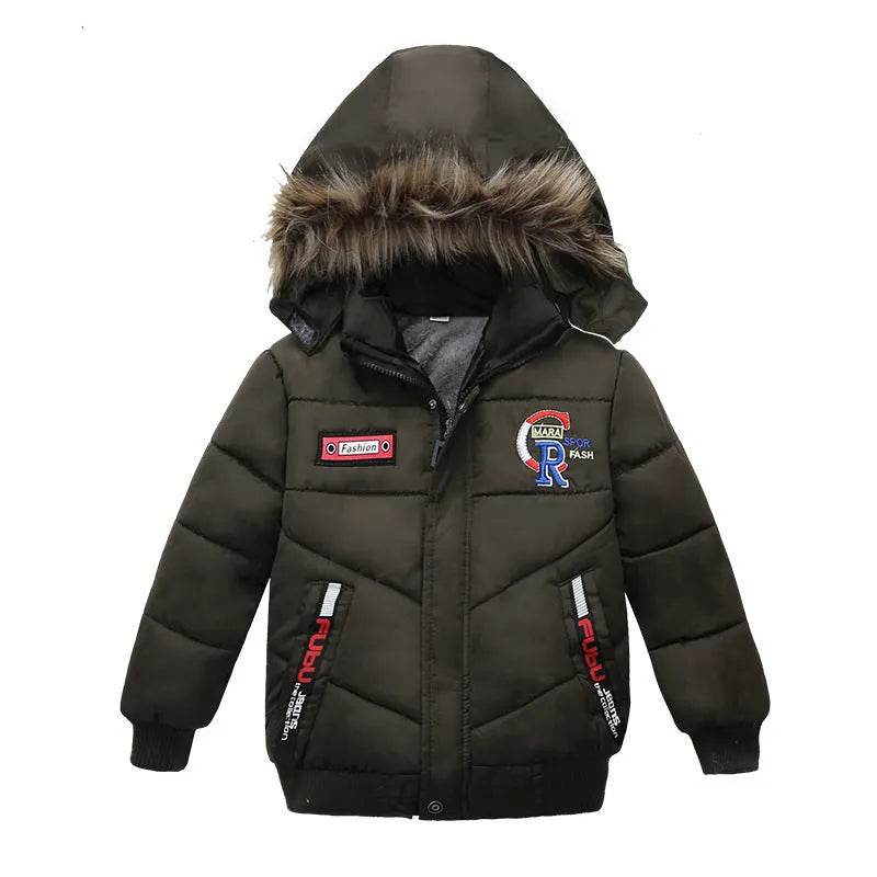 Small Medium-Sized Boys Cotton-Padded Fur Hoodie Winter Jackets for kids - EX-STOCK Canada