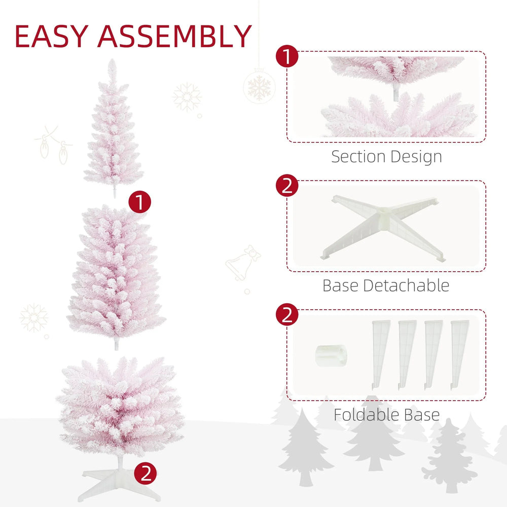 7ft Flocked Christmas Tree, Pencil Artificial Christmas Tree With Realistic Branches EX-STOCK Canada