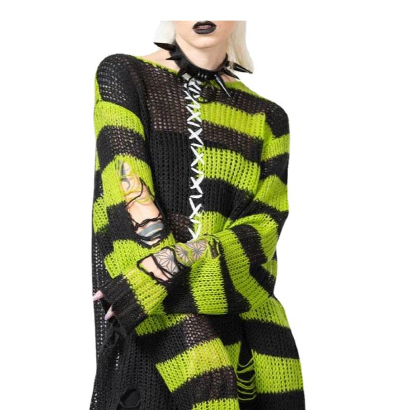 Halloween Ripped Long Sweater Women's Fashion Loose Sweater - EX-STOCK Canada