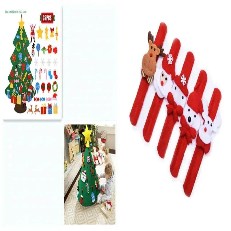 DIY Felt Christmas Tree New Year Toddler Kids Handmade Gift Toys Door Wall Hanging Ornaments Holiday Party Home Decor Set - EX-STOCK Canada