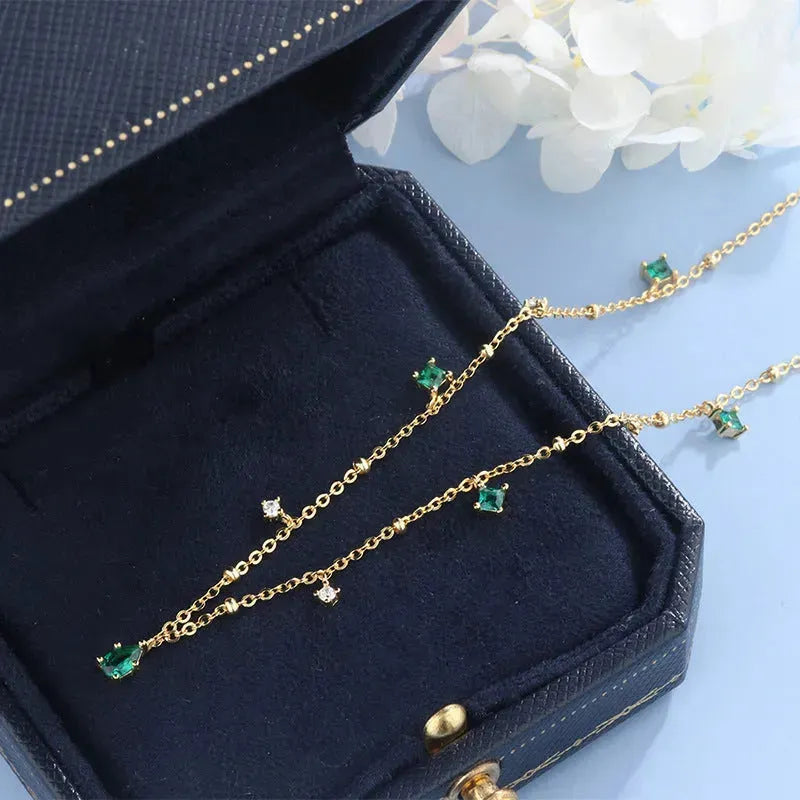 Generous water drop emerald zircon necklace - EX-STOCK CANADA