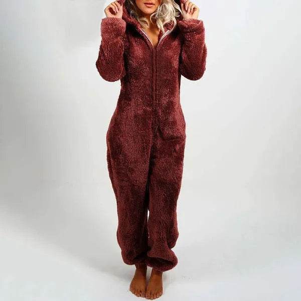 Women Polar Bear Winter hooded pajamas Jumpsuit Lounge wear Sleep wear - EX-STOCK Canada