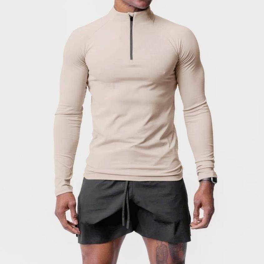 Men Quick Drying Long Sleeve Half Zip Activewear Muscle Fitted shirt Workout Gym T-shirt Top - EX-STOCK Canada