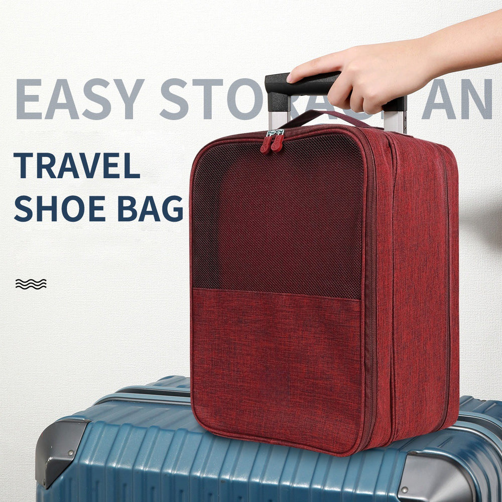 Travel Shoe Storage Bag – Multi-Layer Organizer for Shoes, Clothes & Accessories red