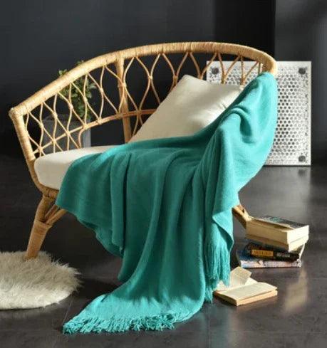 Fringed Knitted Small Blanket Napping Blanket Sofa Blanket EX-STOCK Canada