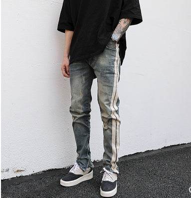 Distressed Retro Denim Jeans Pant Men - EX-STOCK Canada