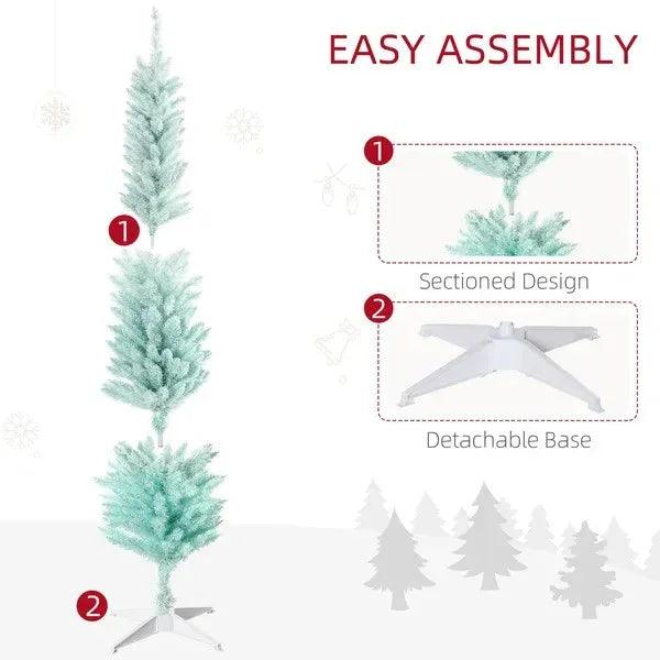 Sapin de Noël en forme de crayon de 6 pieds, sapin de Noël artificiel mince pour décoration de fête de Noël, bleu dégradéEX-STOCK Canada