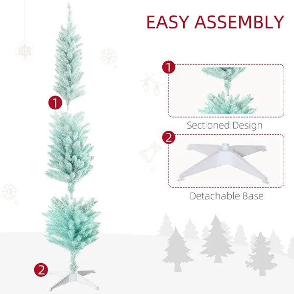 6ft Pencil Christmas Trees, Skinny Artificial Christmas Tree For Xmas Holiday Decor, Gradient Blue EX-STOCK Canada