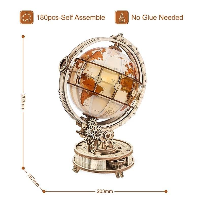 Robotime ROKR Luminous Globe 3D Wooden Puzzle Games Assemble Model Buliding Kits Toys Gift - EX-STOCK Canada