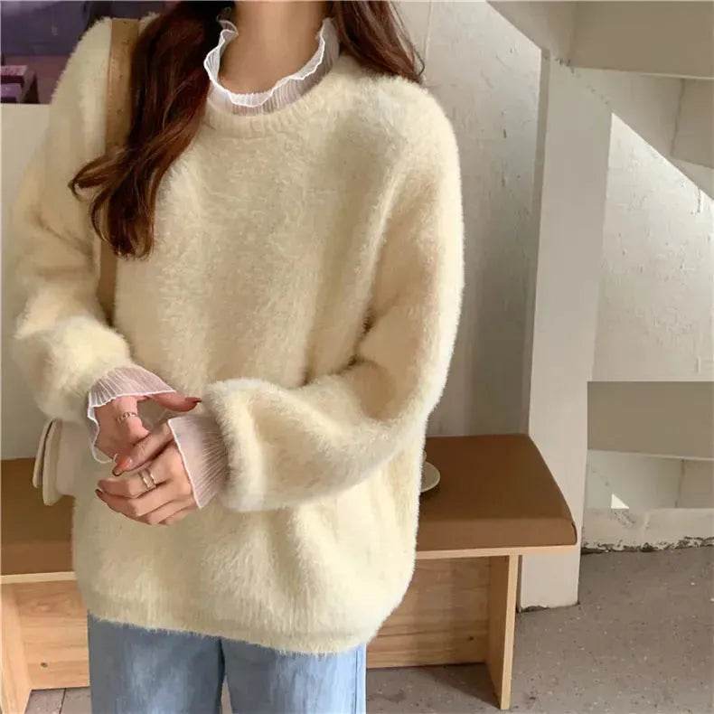 Autumn Winter Mink-like Wool Thick Plush Pullover Sweater for Women - EX-STOCK Canada