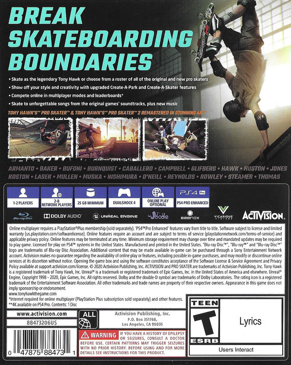 TONY HAWK'S PRO SKATER 1+2