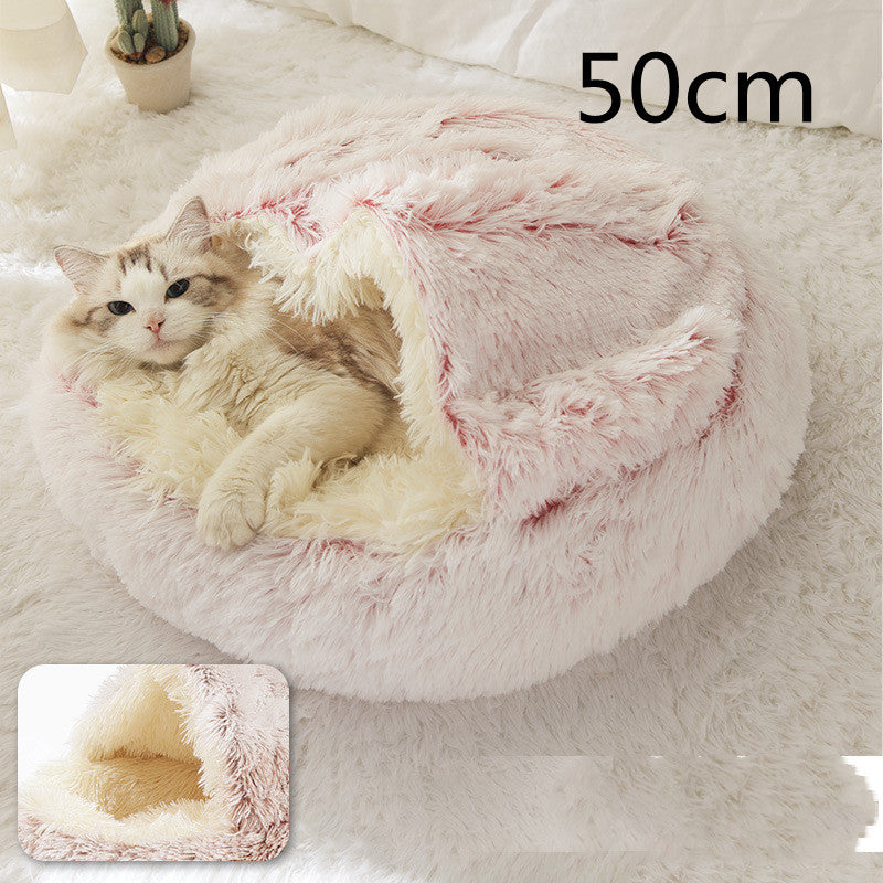 2 In 1 Dog And Cat Bed Pet Winter Bed Round Plush Warm Bed House Soft Long Plush Pets Bed Pet Products EX-STOCK Canada