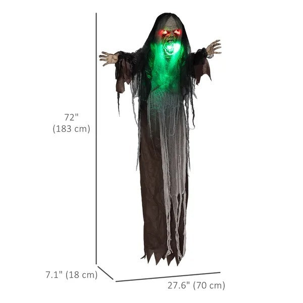 6' Life Size Decoration Animatronic Green Big-mouth Monster Outdoor Halloween, Sound And Motion Activated EX-STOCK Canada