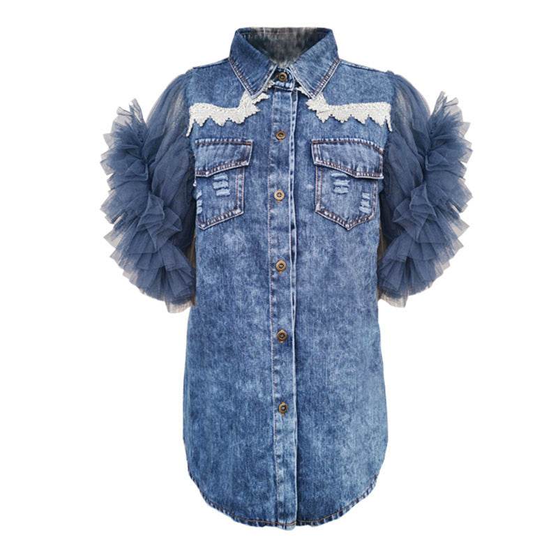 Single Breasted Lapel Frayed denim jacket Clothing top women - EX-STOCK Canada