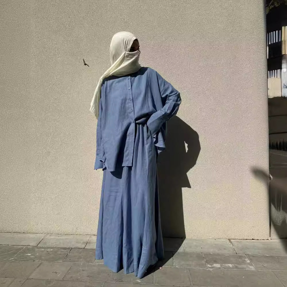 Women's Muslim Loose Long Sleeve Shirt Skirt - EX-STOCK Canada