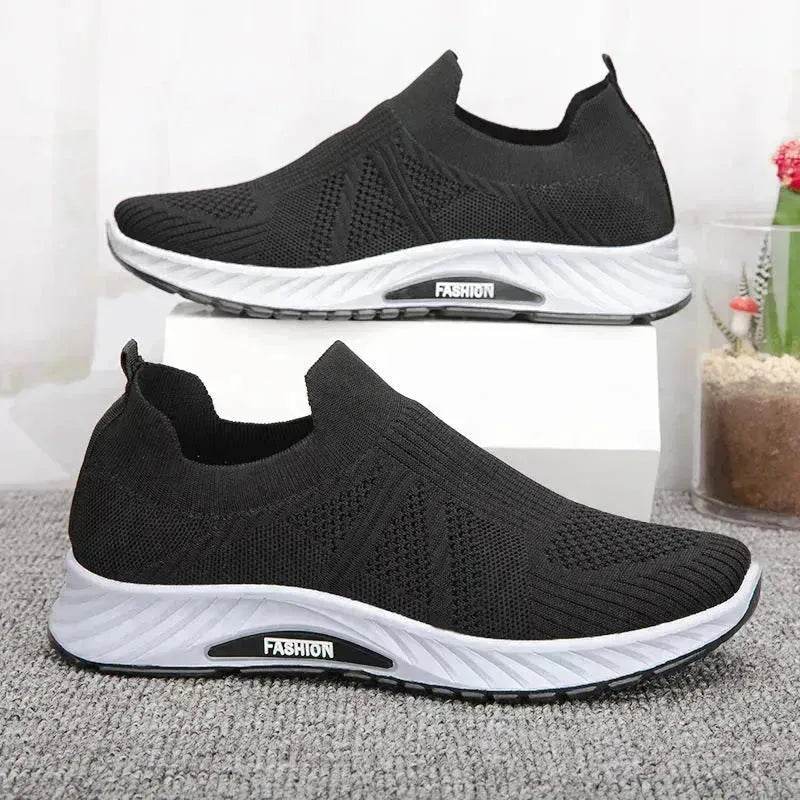 Casual Slip-on Mesh Sports Shoes Flying Woven Soft Breathable Running Walking Flat Shoes Men - EX-STOCK Canada