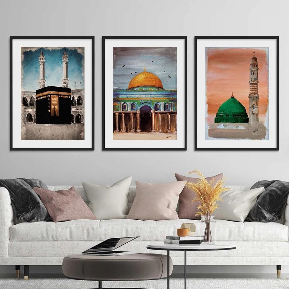 Art abstrait Mosquée arabe Lieu saint Fresque décorative - EX-STOCK Canada