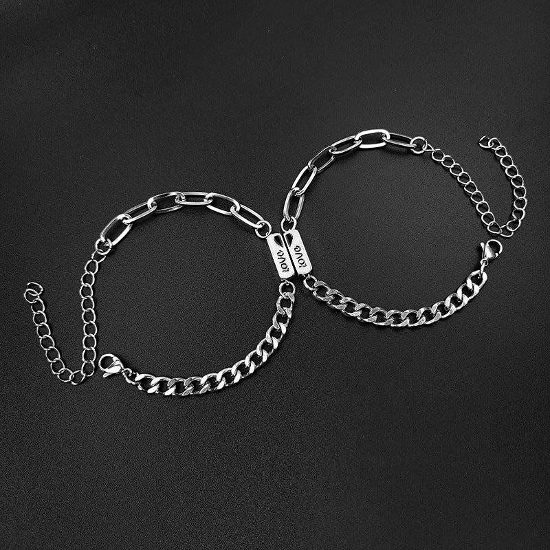Simple Stainless Steel Sun Moon Love Couple Bracelet - EX-STOCK Canada