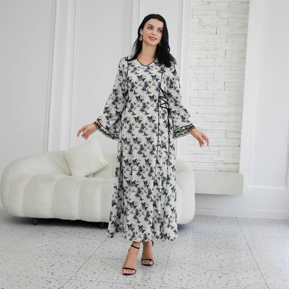 Fashion Printed Muslim Robe Abaiya Dress - EX-STOCK Canada