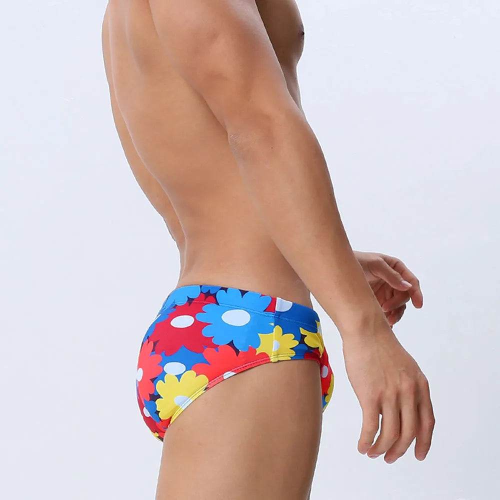 Flower Colorful Printing Swim Briefs - EX-STOCK Canada