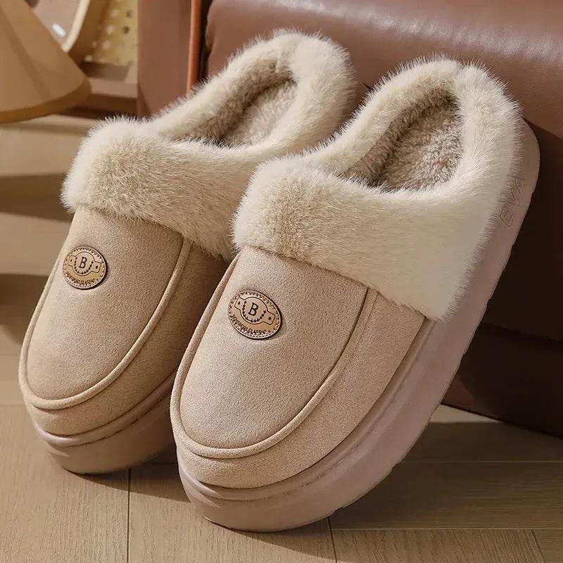 Winter Plush Slippers For Men Casual All-match Warm Suede House Shoes Indoor Non-slip Floor Bedroom Slipper - EX-STOCK Canada