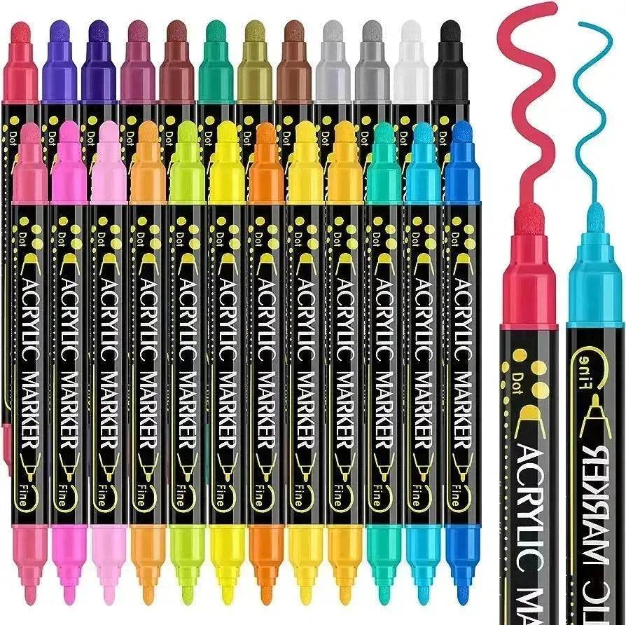 Acrylic Marker Pen Double-headed Stackable Water-based Paint Brush Paint Marker and Highlighter - EX-STOCK Canada