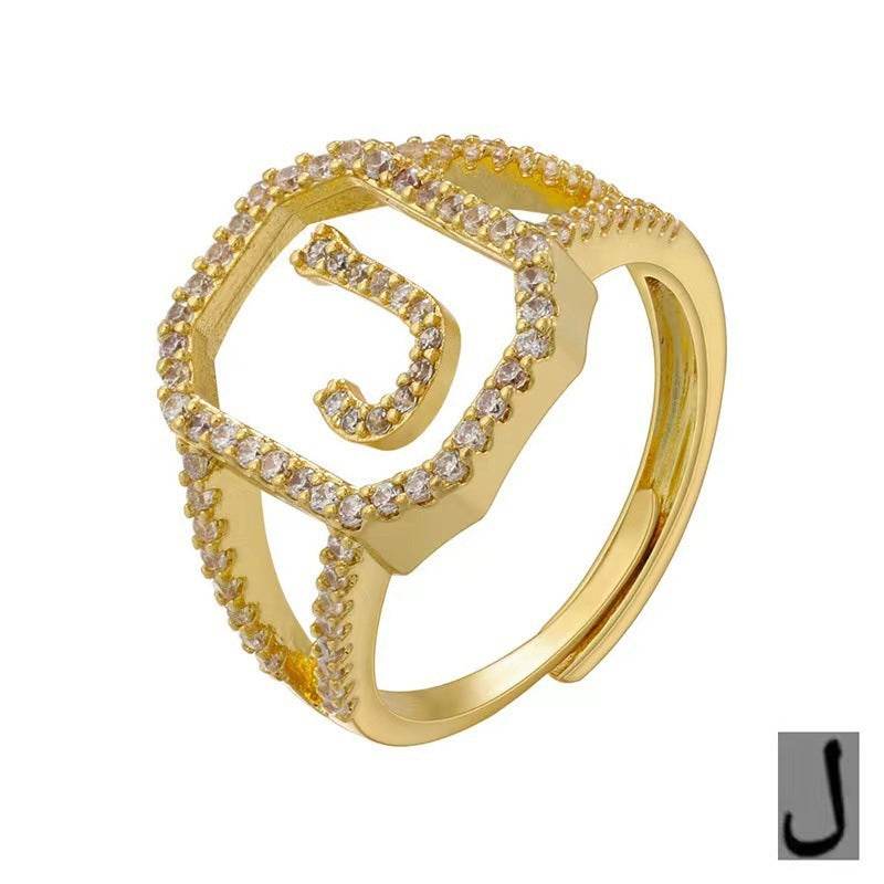 Fashion Micro Inlaid Zircon Arab Letters Ring for women - EX-STOCK Canada