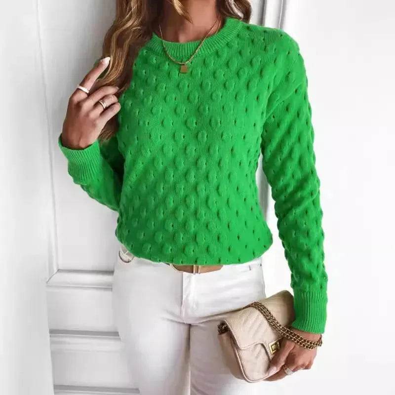 Pullover Round Neck Long Sleeves Knitwear Cashmere sweater Top women - EX-STOCK Canada