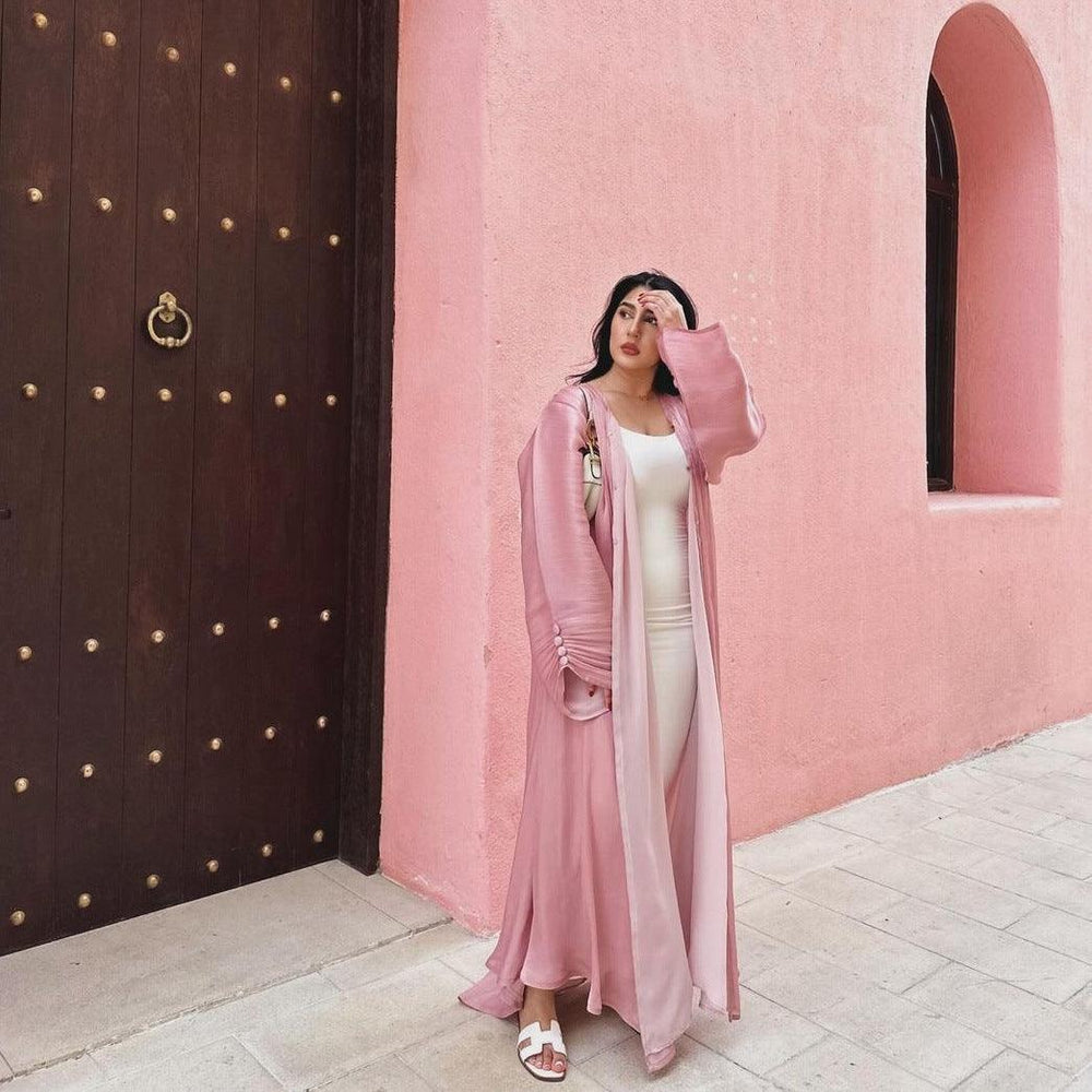 Muslim Robe Dubai Outerwear Bright Silk Dress - EX-STOCK Canada