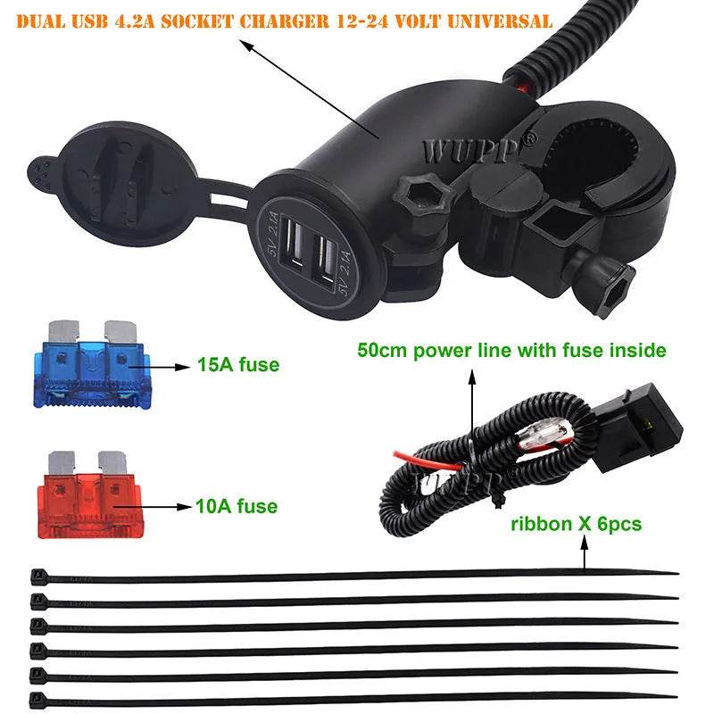 4.2A Dual USB Mobile Phone Motorcycle Car Charger - EX-STOCK Canada