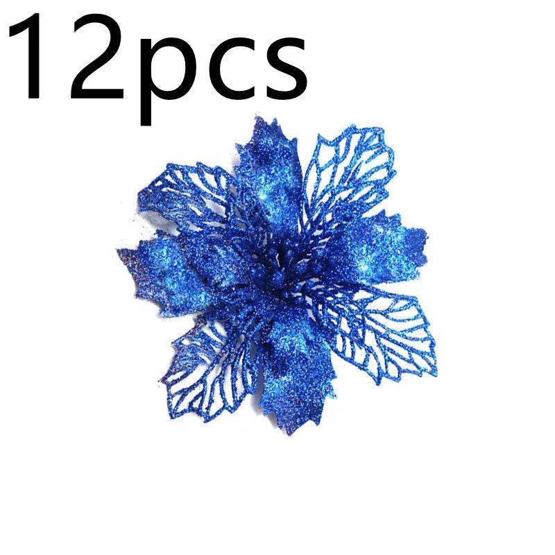 Glitter Artifical Christmas Flowers Christmas Tree Decorations For Home Fake Flowers Xmas Ornaments New Year Decor - EX-STOCK Canada