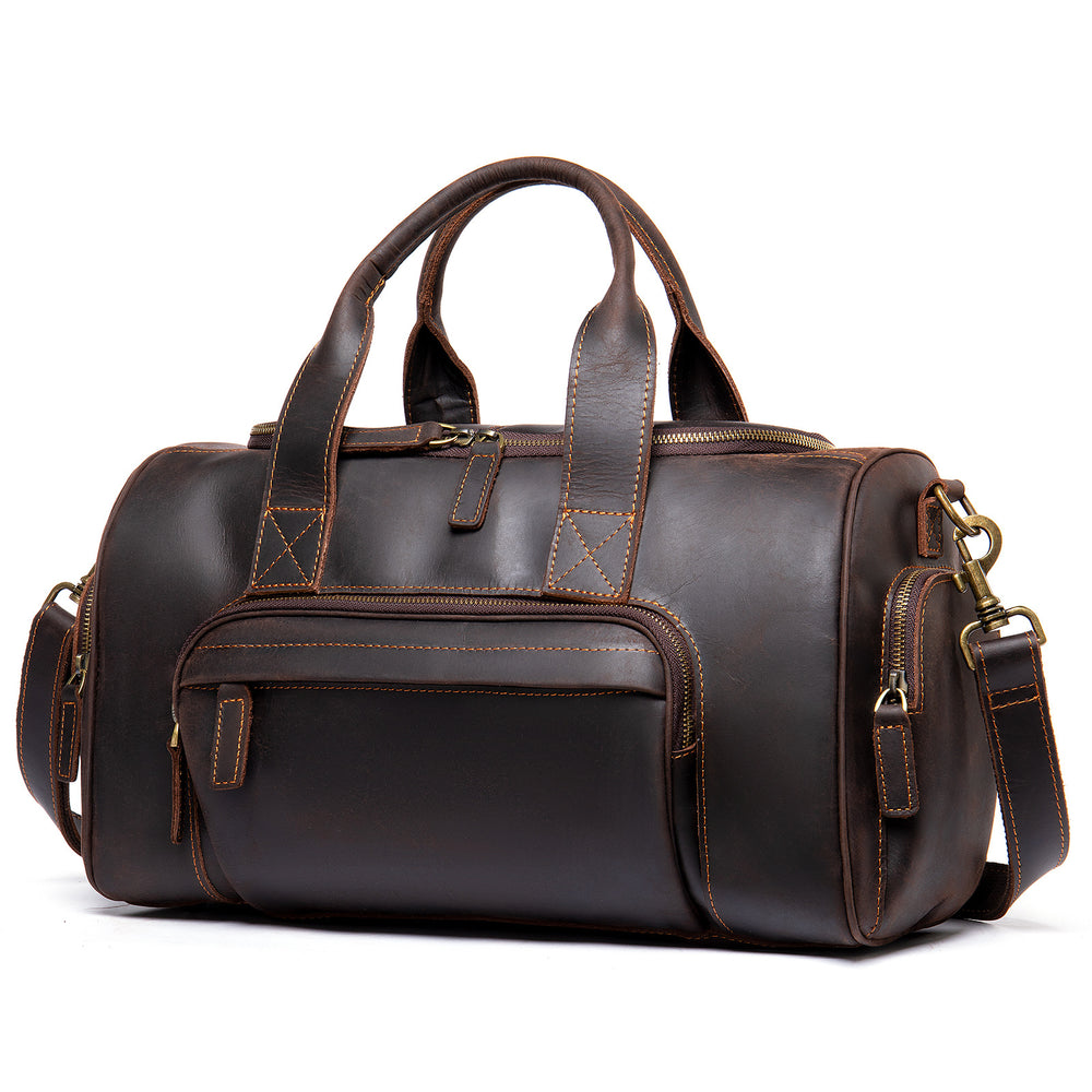 New Leather Handmade Retro Leather Men's Hand Luggage Bag Large Capacity | EX-STOCK Canada