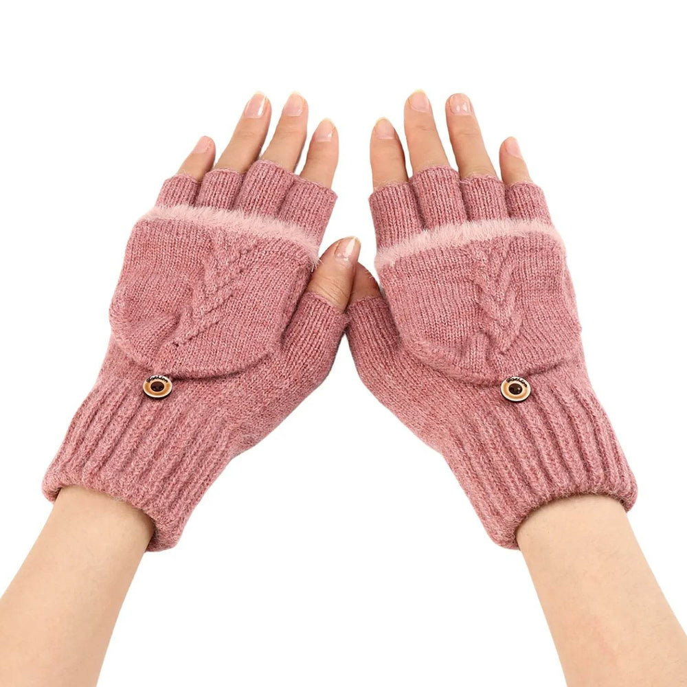 Wool Fingerless Gloves Women's Warm Fashionable Knitted Half Finger Oversleeves - EX-STOCK Canada