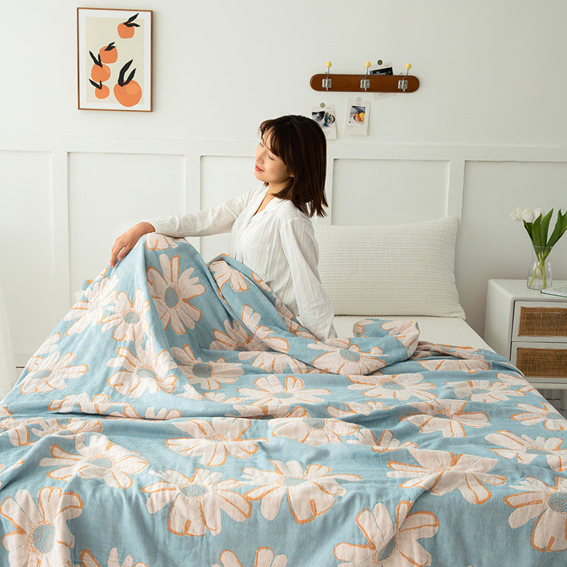 Cotton Four-layer Gauze Towel Blanket Air Conditioning Blanket Thin Duvet EX-STOCK Canada