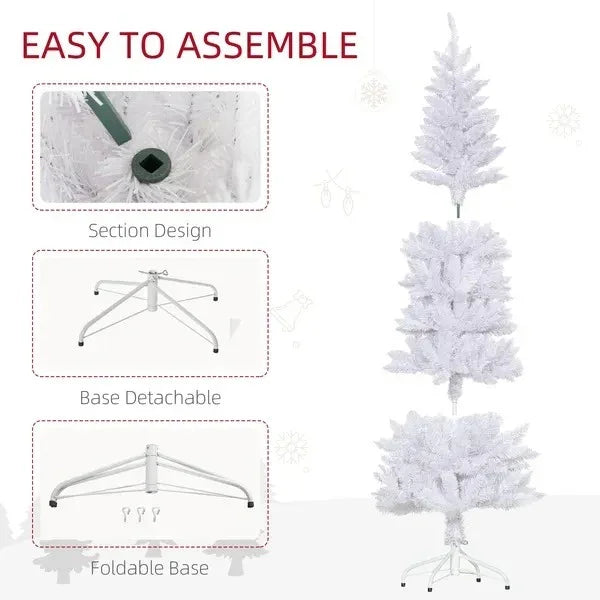 6ft Tall Pencil Artificial Christmas Tree With 479 Branch Tips With Steel Base, White EX-STOCK Canada
