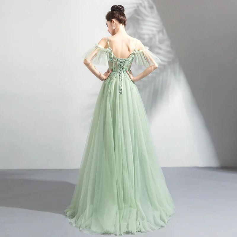 Off-the-shoulder Mint Green Bridal Wedding Dinner Annual Party Dress EX-STOCK Canada