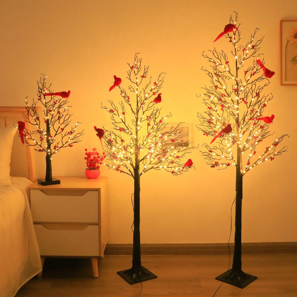 Lighted Mini Birch Tree Light LED Cardinals Christmas Tree Vintage Glowing Tree Light For Table Holiday Home Xmas Decoration EX-STOCK Canada