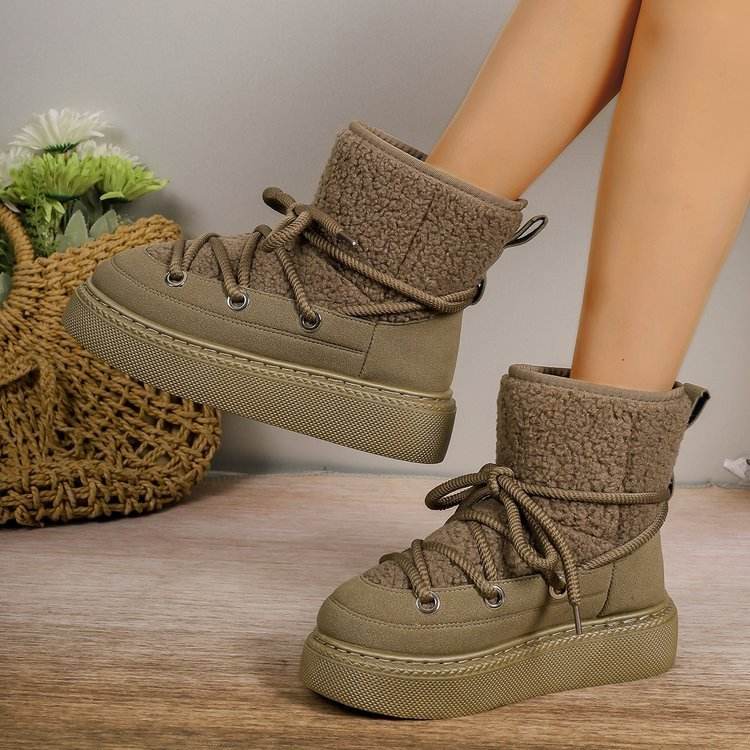 Plus Size Platform Cross Strap Snow Boots - EX-STOCK Canada