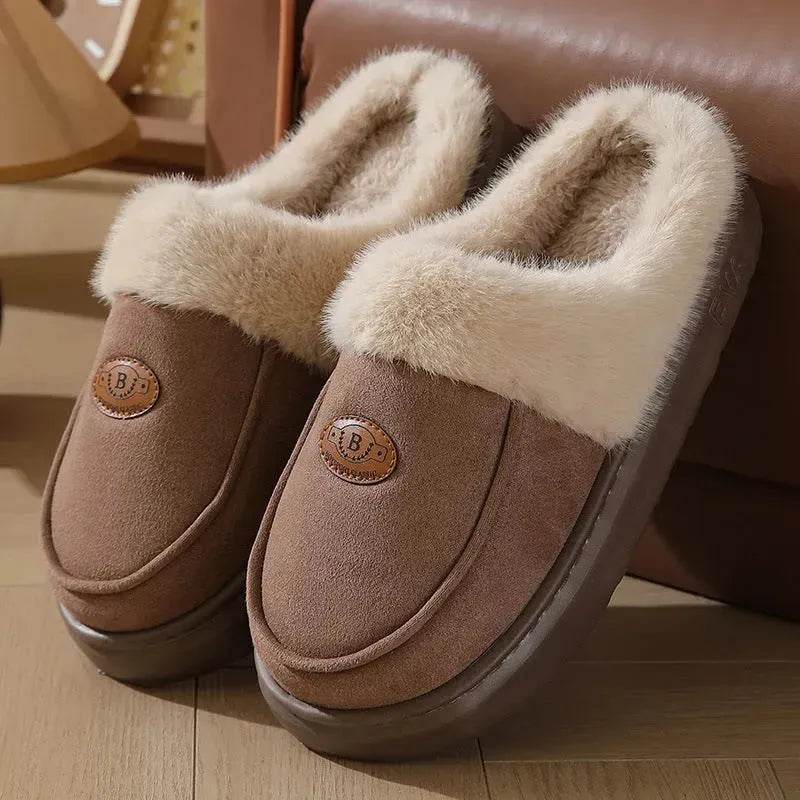 Winter Plush Slippers For Men Casual All-match Warm Suede House Shoes Indoor Non-slip Floor Bedroom Slipper - EX-STOCK Canada