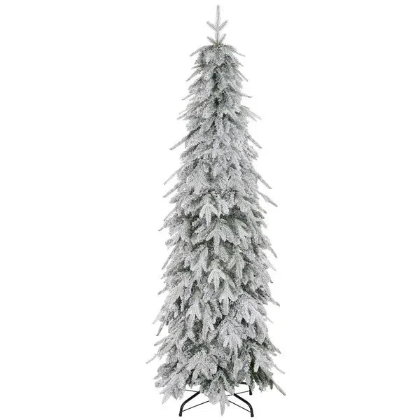 6ft Pencil Flocked Artificial Christmas Tree With 600 Branch Tips, Auto Open And Steel Base, Green EX-STOCK Canada