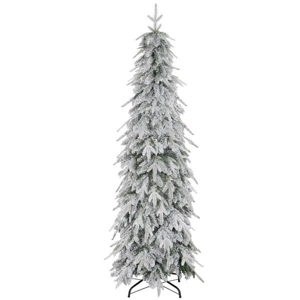 6ft Pencil Flocked Artificial Christmas Tree With 600 Branch Tips, Auto Open And Steel Base, Green EX-STOCK Canada