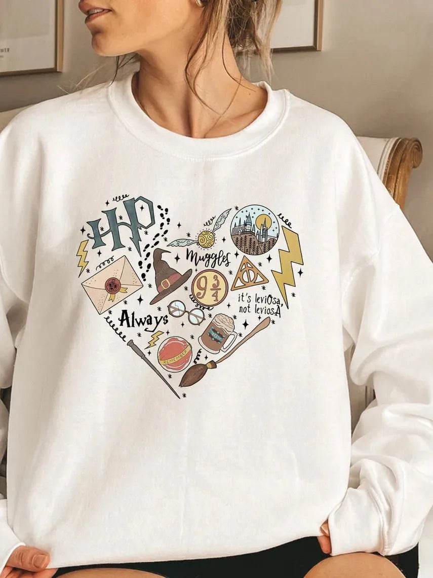 Digital Printing Sweater Hipster Round Neck Pullover Long Sleeve Sweater Women - EX-STOCK Canada