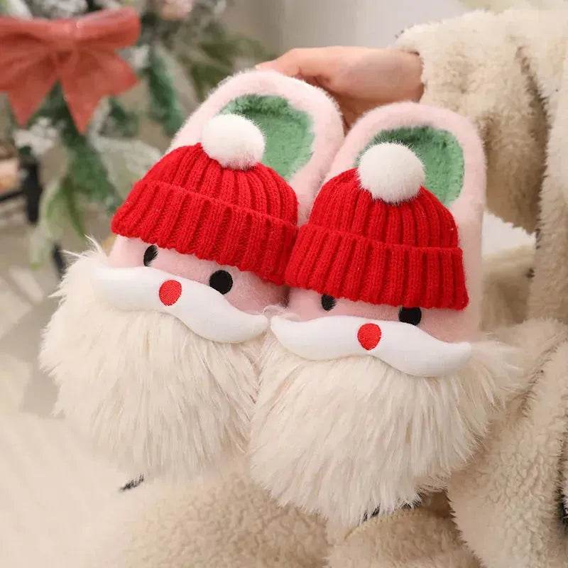 Cute Christmas Santa Claus Home Slippers Winter Warm Indoor Non-slip Floor Plush Shoes For Women - EX-STOCK Canada