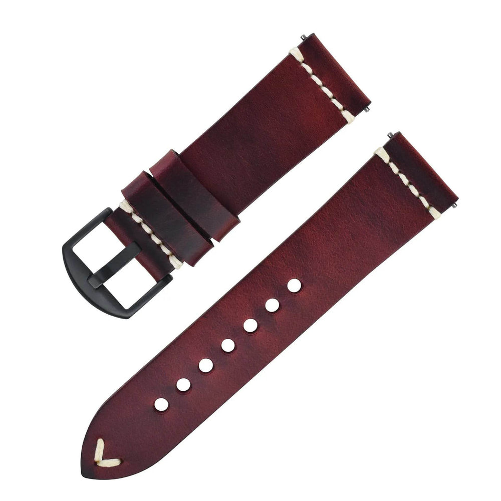 Discoloring Oil Wax Top Layer Cowhide Watch Strap - EX-STOCK Canada