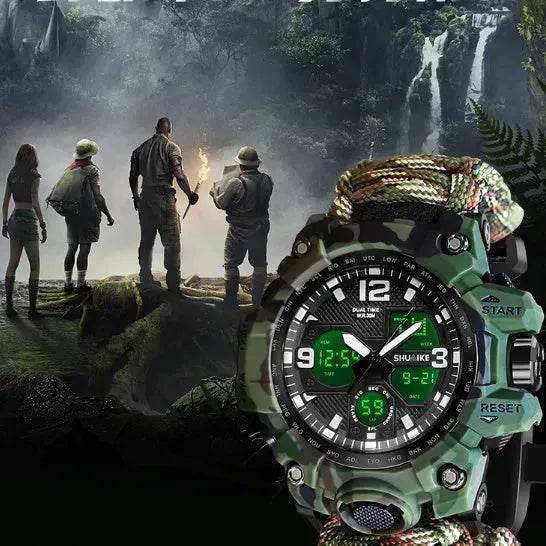 Double Display Electronic Watch Whistle Ignition Compass Thermometer Watch Men - EX-STOCK Canada